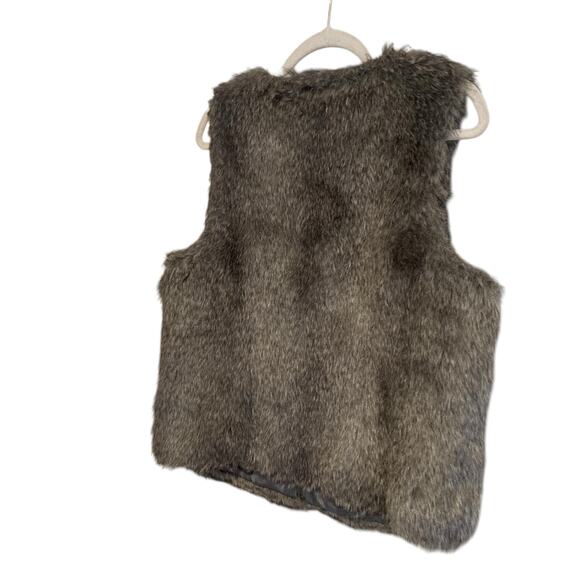 Y2K Brown White Mob Wife Maximalist New York Streetwear Faux Fur Vest Sz Medium - Picture 4 of 14